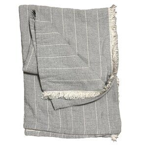 Piscatextil Oversized Reversible Throw Taupe/Stripes Made in Portugal  50"x70"
